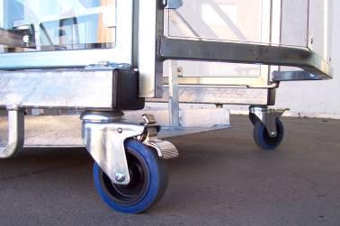 Operator Protection Standard Safety Feature: Castors & Brakes Castors are made from rebound rubber to suit rough surfaces. Pneumatic wheels also available.
