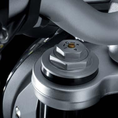 The rear shock absorber also has the possibility of compression, extension and preload settings like the front forks.