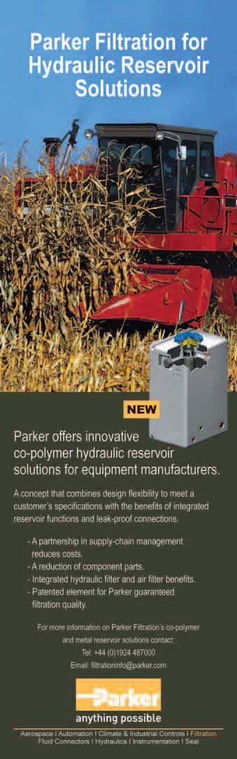 Finding design solutions for reservoir requirements Parker s Filter Division Europe manufactures innovative, lightweight co-polymer reservoirs, that can feature an integrated, patented and