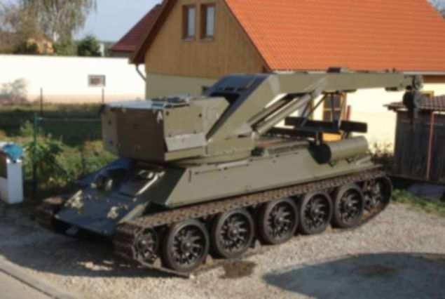 (Czech Republic) Czechoslovakian version of turretless T-34 fitted with crane of high