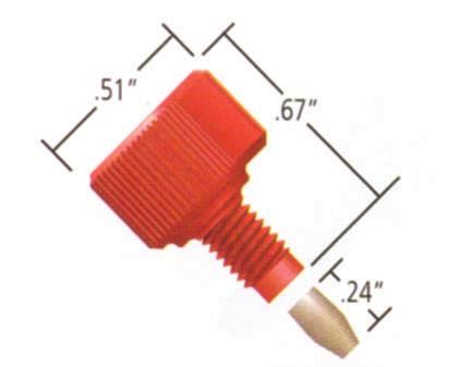 Long 1/16 OD tubing 10-pk UP-M-645x PEEK/Kel-F, Natural, 6-40, for 1/32 OD tubing 10-pk UP-P-100 Kel-F, Natural, 1/4-28, for 1/8 OD tubing ea.