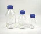 HPLC Safety Caps Bottles (Clear Glass) - GL 45 Thread Round bottles with scale (ml) and screw cap.