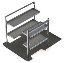 Shelving Packages Delivery Package 118" WB/136" WB Driver s side includes: (1) 63 H x 72 L 2-shelf unit with folding shelves Passenger s side includes: (1) 63 H x 48 L 2-shelf unit with folding