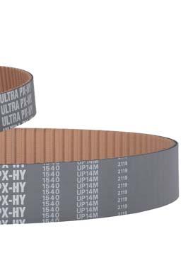 Contact a Tsubaki representative for more information HY Type Ultra PX Belts (Ultra high tension belt) HY Type Ultra PX Belts use a hybrid core of carbon and glass for dramatically increased