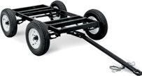 Includes 3-inch lunette eye, universal hitch and safety chains. Note: Trailers are shipped unassembled. *Width at outside of fenders. **Does not include tongue.