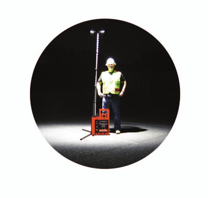FLAGGER STATION & WORK AREA LIGHTING 8 foot light elevation Collapsible aluminum extension mast - cam lock adjustments with retractable cable