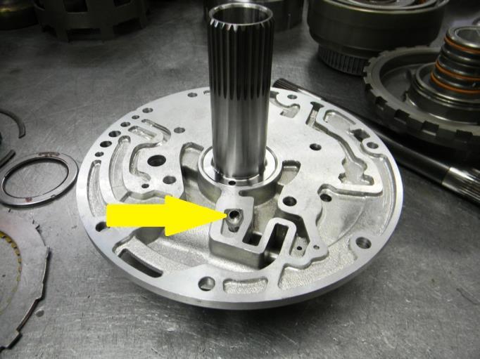 converter feed restrictor helps address this risk. Once you have disassembled the front pump, locate the torque converter feed orifice in the pump stator body (see figure 2A).