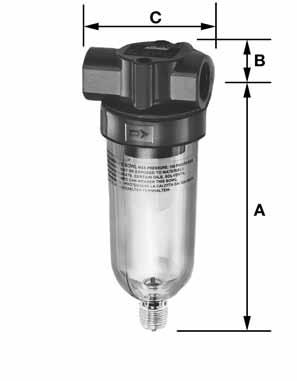 Operating Temperature Range: Element icle Size Lubricator owl Capacity ozs. / ml 0 to 175 F / -18 to 79 C 50µ 32 / 946 Drain Type Port Size PTF 85389-12 ³ ₄ Manual 85389-16 1 Dimensions - / mm C Dia.
