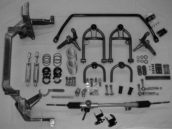 Getting to know your new suspension Shown above is the basic suspension kit, with the sway bar and wedge motor mount options. Actual parts may vary from picture.