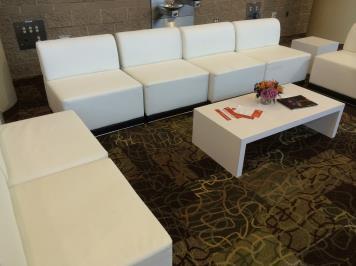 high-back banquette chairs can be used solo