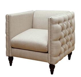 cream colored, tufted seat & back,