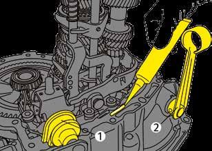 Add the shaft of the return sliding gear (2).