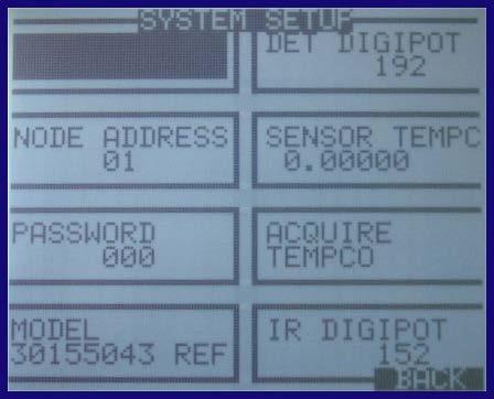 In the MORE screen you have access to the DET DIGIPOT and IR DIGIPOT voltage adjustments. Select the item you want by highlighting it and hitting enter.