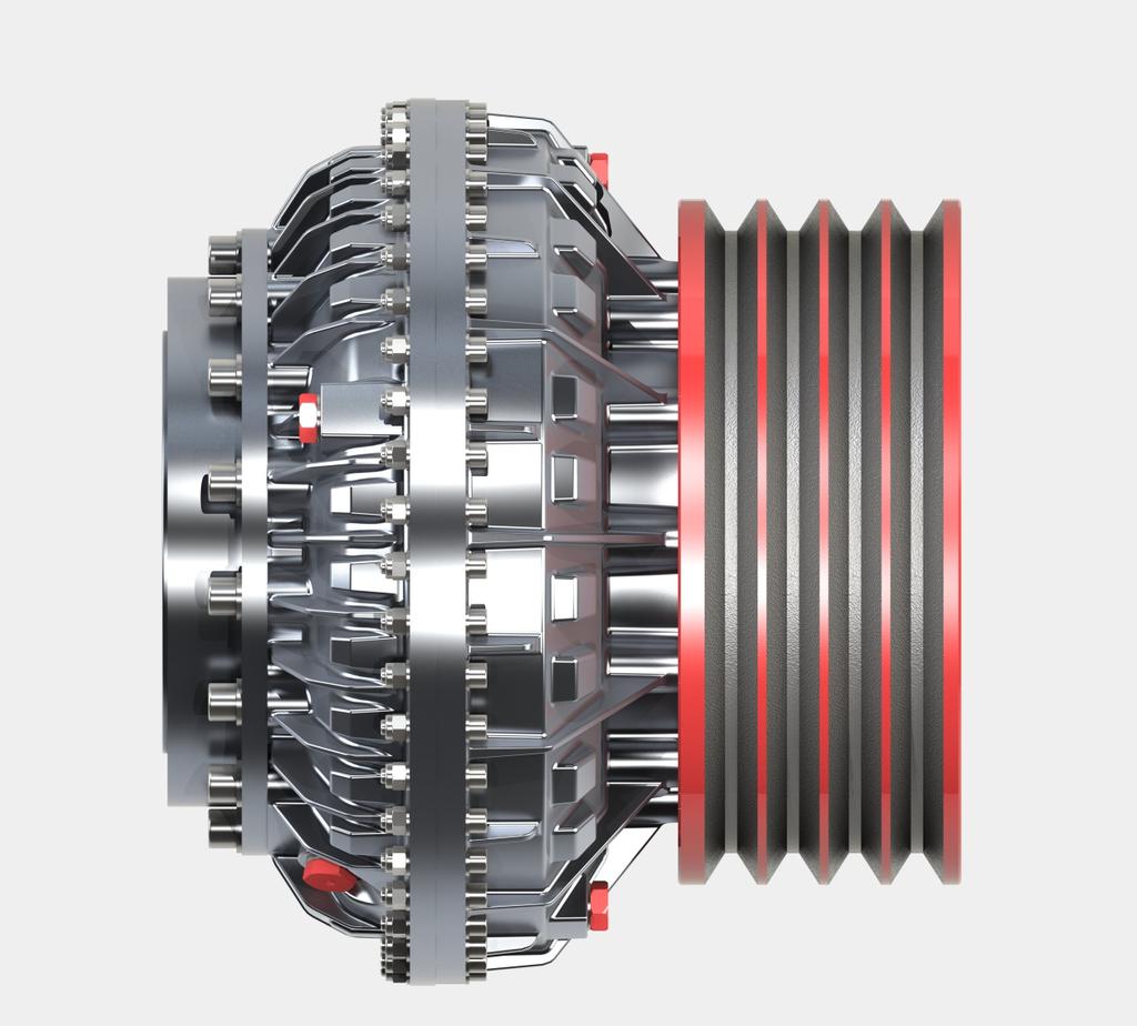 Turbo Hydraulic Couplings With Pulley and Clutch Delay Section; is adaptable for all models. It supports starting and it care the system for owerload (with delay section).