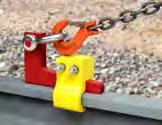 4123-72 4106-24 Has a self-locking wedge to tightly grab rail. Use Tugger to drag or position 12m lengths of rail. Handles rails 45-64kg/m Always pull horizontally. Do not use on Crane Rail.