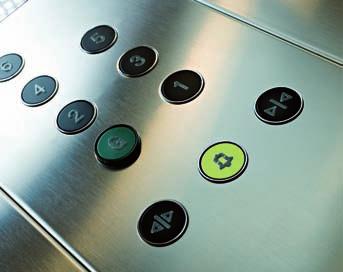 Push button finish: a wide range of landing signalisation is available including brushed, painted or mirror polished stainless