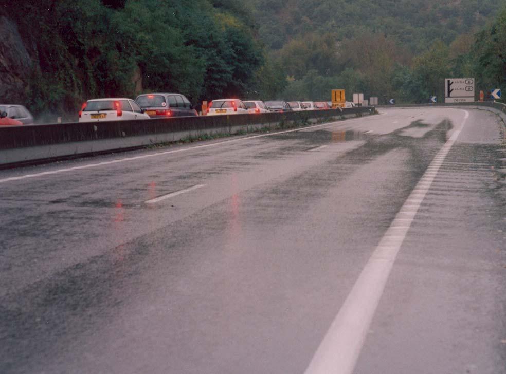 Water effect on road surface Section where the superelevation sense changes Rutting Longitudinal irregularities -Surface