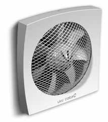 WALL FANS Helicoidal fans to be installed in walls or windows. LHV Modern design. Impeller with low noise profile and high efficiency. Window kit included. Protection guard on inlet side.