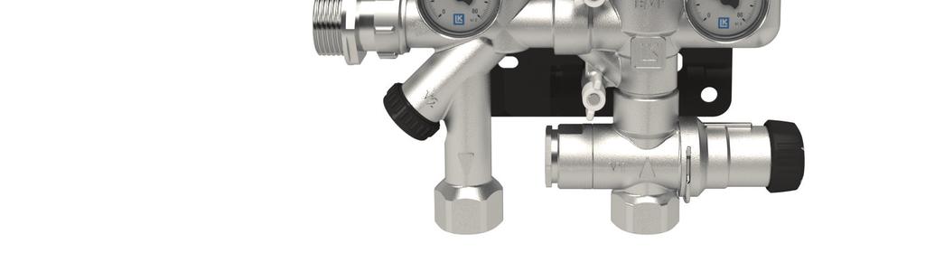 Isolation/flow control valve primary return (V2). Valve for adjustment and control of the primary flow. Also used as isolation valve. 8 mm hexagonal socket. 5.