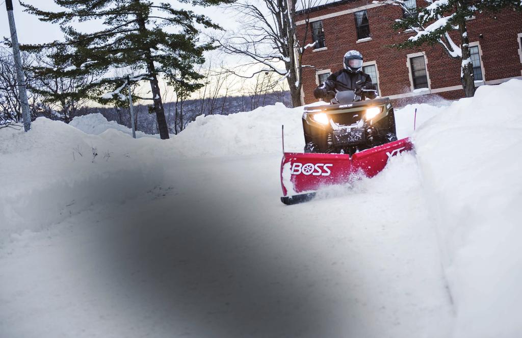 AT V P LOW S PERFORM IN TOUGH TERRAIN 8 Along with the durability, toughness and reliability you expect from BOSS full-size plows, ATV plows from BOSS feature exceptional maneuverability for