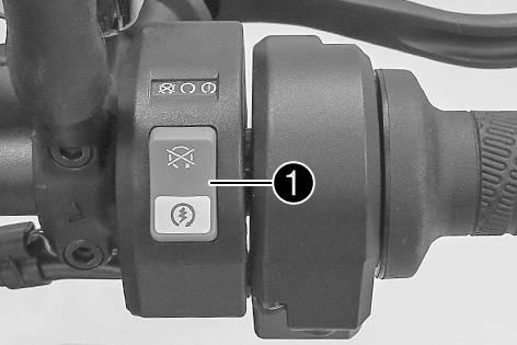 CONTROLS 6 6.5 Switches on the right side of the handlebar 6.5.1 Emergency OFF switch/electric starter button V01194-10 The emergency OFF switch/electric starter button1is located on the right side of the combination switch.