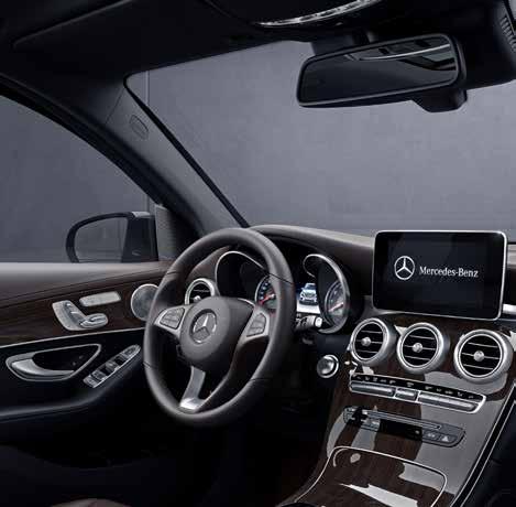 28 GLC EXCLUSIVE interior equipment from 1,929* 3-spoke multifunction steering wheel in black or espresso brown leather Active Brake Assist Air vents: outer adapter tubes in silver, nozzle surrounds