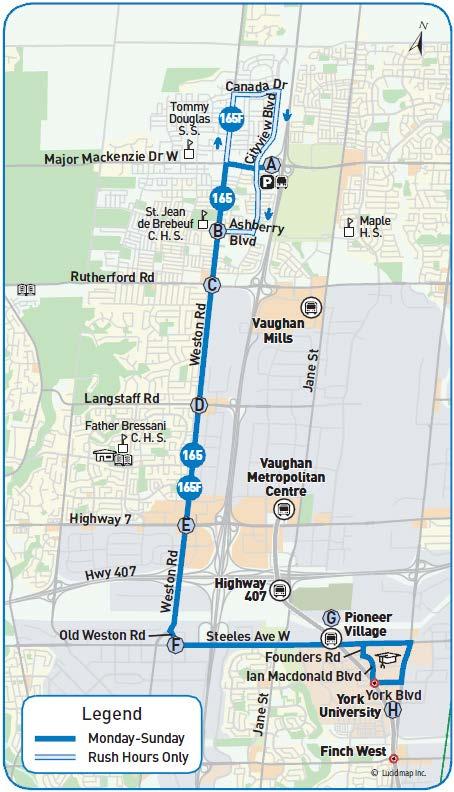 Route 165/165F Weston Extend service along Steeles