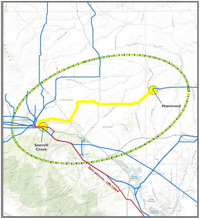 Southeast Wyoming Transmission Project Description: Voltage: Length: Type: Status: Planned ISD: Purpose: Sectionalize Dave Johnston Laramie River Station 230kV at the new Sawmill Creek substation;