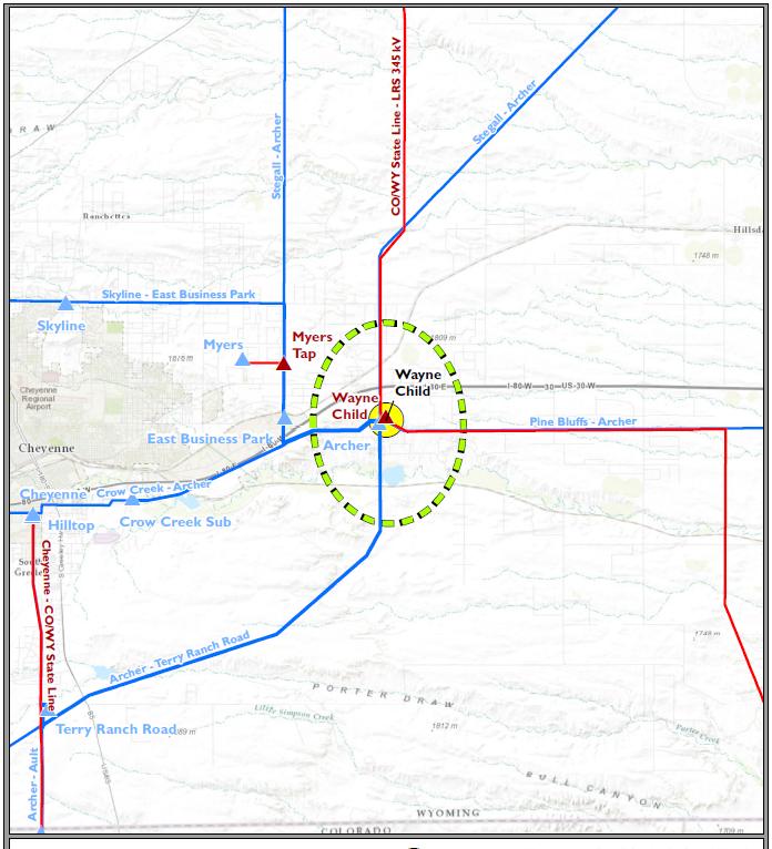 Description: Voltage: Length: Type: Status: Planned ISD: Purpose: Wayne Child Phase II Sectionalize Laramie River Station (LRS) Story 345kV