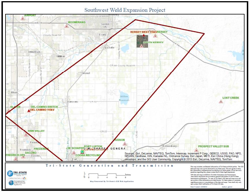 Southwest Weld Expansion Project Description: Voltage: Length: Type: Status: Planned ISD: Purpose: Construct approximately 49 aggregated miles of 115 kv