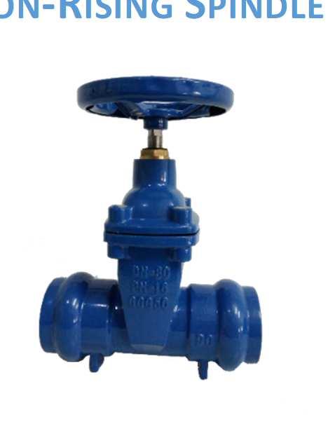 SECTION J VALVES AND STRAINERS RESILIENT SEAL SOCKETED GATE VALVE NON-RISING SPINDLE Non-Rising Spindle Fusion-Bonded Epoxy Powder Coated EPDM Rubber-lined S.