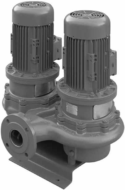 INLINE NORMALIZED ELECTROPUMPS Twin inline centrifugal electropumps with cast iron hydraulic components, single impeller, compliant with DIN 24255. Equipped with normalised motors.