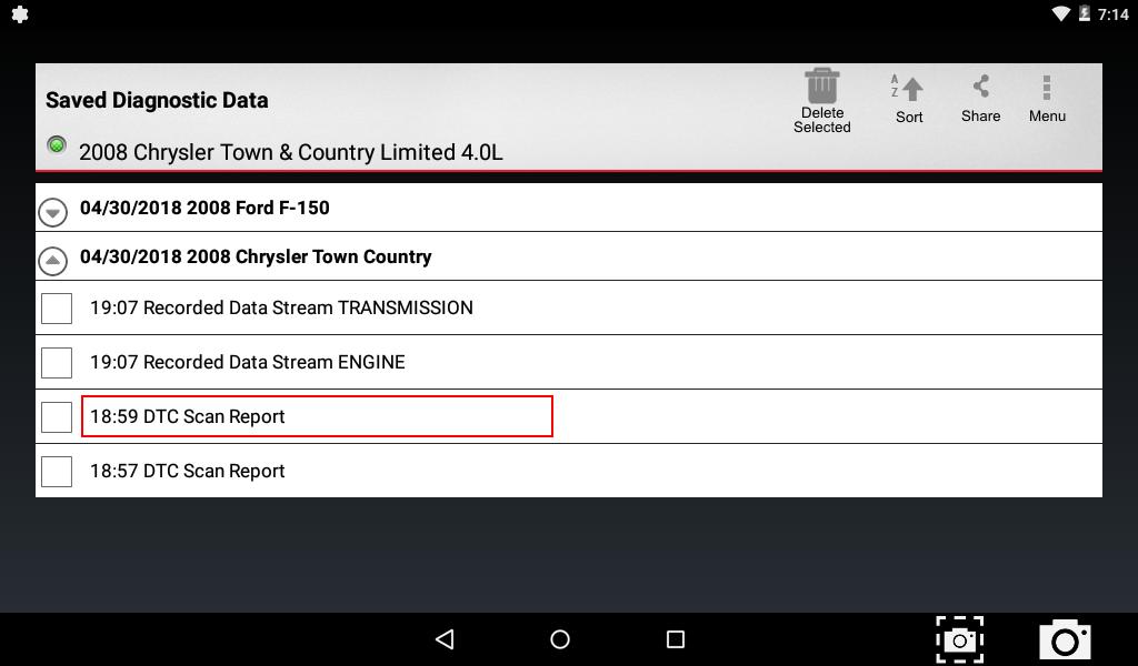 To view the report, locate the item you want to view and tap on the