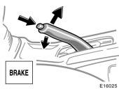 Parking brake Type A When parking, firmly apply the parking brake to avoid inadvertent creeping. To set: Pull up the lever.