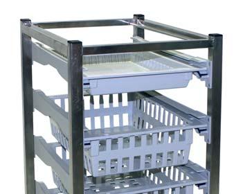 Available in mild/stainless steel Mild Steel - Welded & powder coated 304 Grade Stainless Steel - Seamlessly welded for ease of cleaning Trays & baskets can be supported on the upper & lower frame