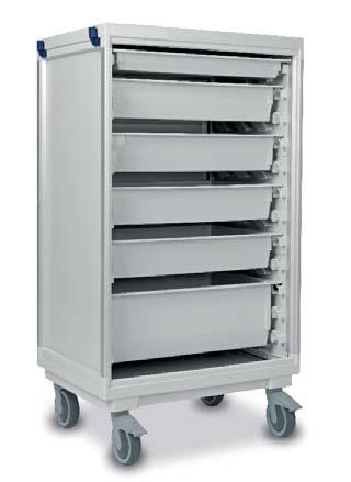 H71 Storage, Material Flow & Asset Management Solutions ScanCell Carts - Open Fronts Mobile open front storage carts for use with 600 x modular trays & baskets Lightweight easyclean design Injection
