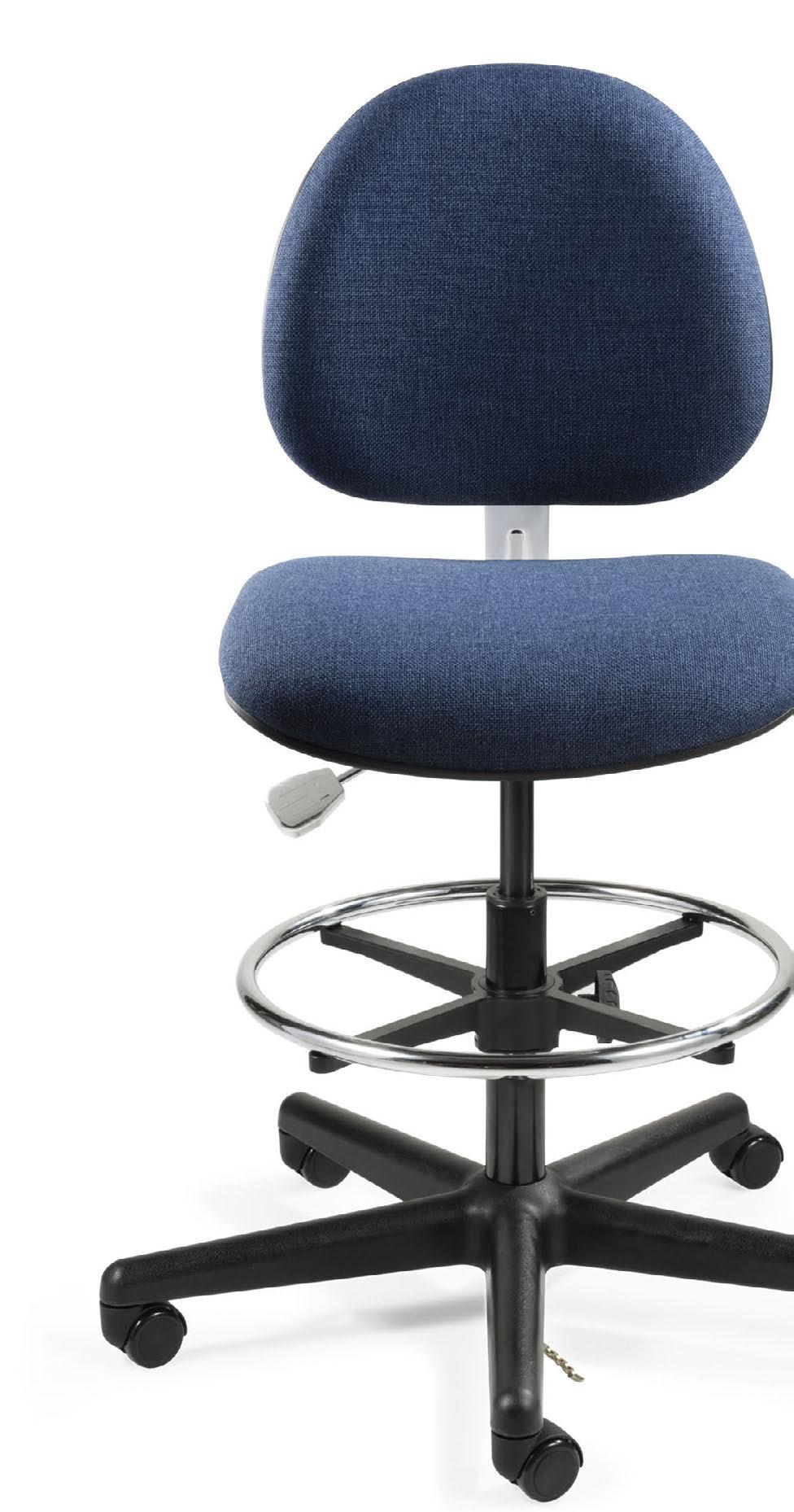 AVAILABLE COLOR DIMENSIONS SEAT 18 W x 18 D 2 ¾ Thick BACK 16 W x 15 H 2 Thick Height Range DESK MID NAVY Base Style Nylon Nylon Casters or Glides V830SHC Seat Height Adjustment