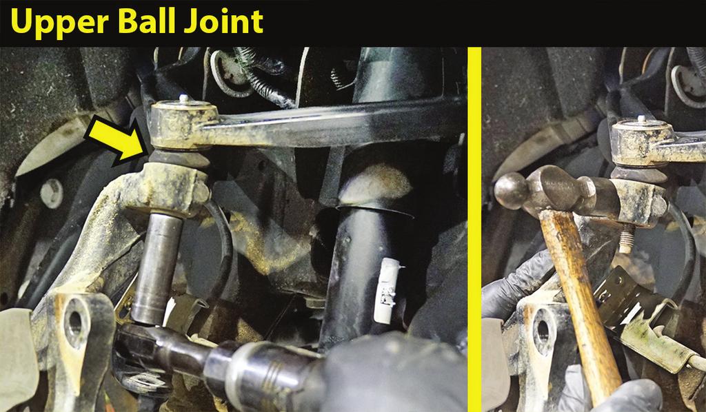 Reinstall the nut a couple of turns by hand. {18mm} Use a Ball Joint Puller Separator to separate the ball joint from the knuckle. Be careful.