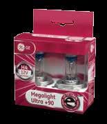 Megalight Ultra +90 12V Up to 90% more light on the road +90 STANDARD HALOGEN GLOBE MEGALIGHT ULTRA +90 High performance bulbs for visibility, convenience and style Improved driving performance at