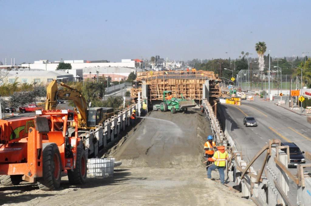 Phase 1 Expo Line Transit Project Construction Progress MSE Walls