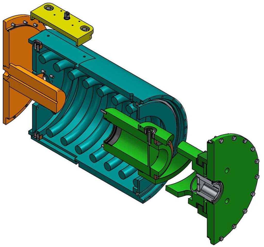 Position Indication module Spring module Cylinder module Safe spring container To ensure safe maintenance the spring is locked in place between two flanges in a closed container.