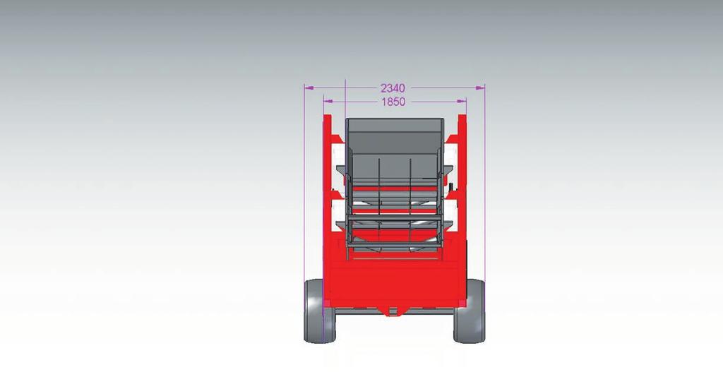 5. Technical data Dimensions (wxlxh): 2350 mm x 5700 mm x 2975 mm Weight: Drive: 3300 kg diesel engine (Kubota Z602-E2B-EU-7). Separate operating instructions attached!