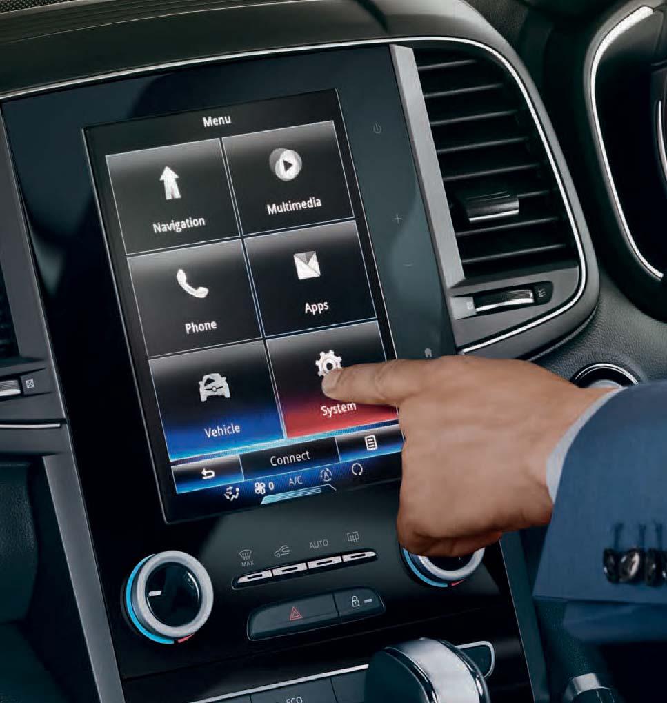Out of the ordinary technology Central to all Koleos technology is an 8.7 portrait touchscreen* - one of the largest in its category. It s a capacitive touchscreen, which means it s easy to use.