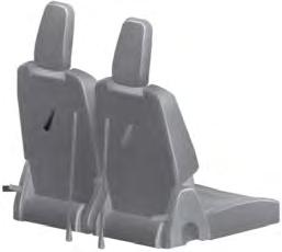 Seats E210069 1. From the rear of the vehicle, stow the head restraints by pulling the strap located on the middle of the seatback just below the head restraint.