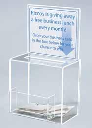 Acrylic Tent Sign Holders Great for desk or tabletop messaging Acrylic holders display information on both sides Create sign with PC on 8 1 " x 11" sheet of paper; just fold and insert CAT.# H x LBS.