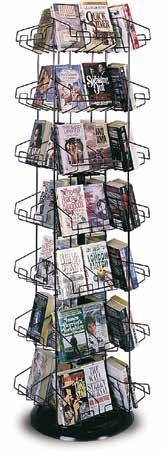 SILENTpartner 6-Pocket Spinner for Paperback Books Holds up to 4 paperbacks All-metal frame and wire grid pocket displayers with 18" diameter black acrylic pedestal base Pockets are 8"H x 4 1 " x 7