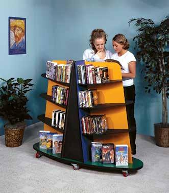 Y 1-YEAR Surf Mobile Displayer Colorful surfboard displayer encourages reading adventures Slightly angled shelves reduce the need for bookends Display books or videos spine- or face-out Two center
