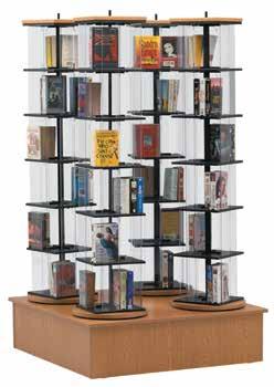 BASE FINISHES: All products on this page carry a Y MAR-LINE Austin Video/Paperback Displayers 1 Sloping shelves invite easy browsing Rotating displayers with high-impact injection-molded beige