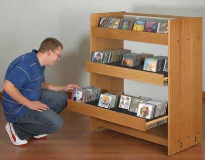 in 61"H unit Steel tray has six compartments to hold CD multipacks; includes six magnetic follower blocks to keep them upright All displayers are quality-constructed with solid oak end panels and