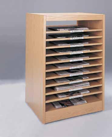 ETIM Newspaper Storage and Display Easy access to current editions and back issues Three-ply veneered oak end panels with matching oak edgebanding for reinforcement and attractive look; all finishes